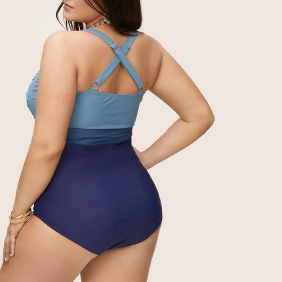 BloomChic Contrast Twist Front Skinny One Piece Swimsuit - Picture 2 of 4